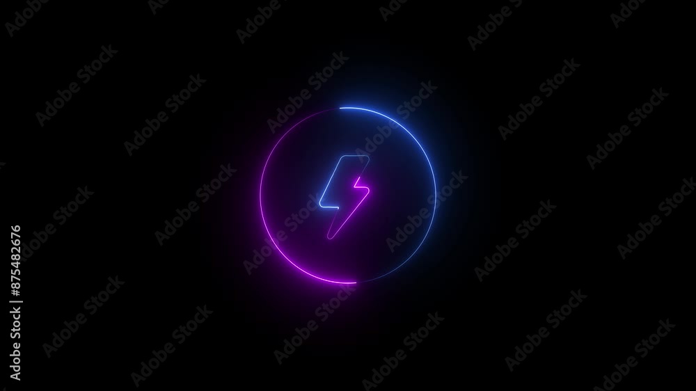 Energy Icon Animation.neon Electric Icon Animation With Glowing Circle, Light Energy Ecology Background. Energy Icon Animation.neon Electric Icon Animation With Glowing Circle, Light Energy Ecology Background.