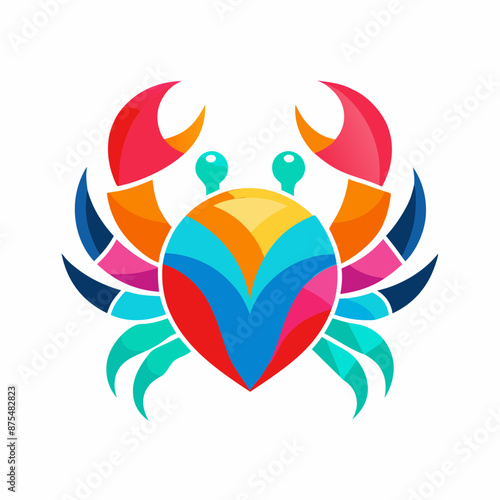 A vibrant rainbow  colorful crab design is centered 