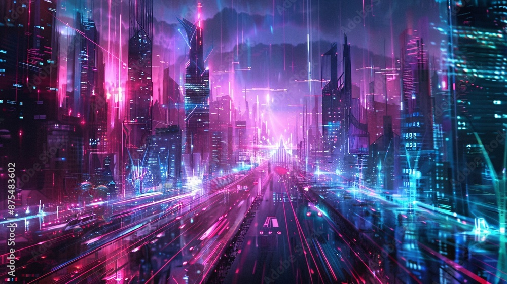 custom made wallpaper toronto digitalNeon Dreamscape abstract background