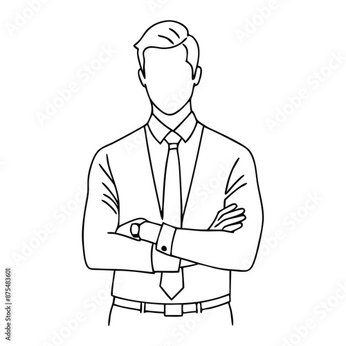 a man line art , white background,