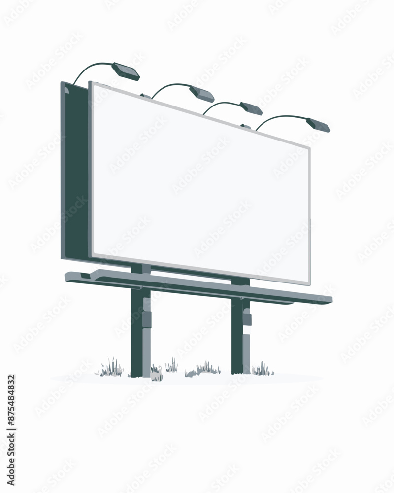 Large outdoor advertising white billboard with text space with nothing around. Billboard blank mockup with text space resizable vector on a white background Large outdoor advertising white billboard with text space with nothing around. Billboard blank mockup with text space resizable vector on a white background