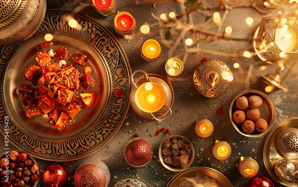 photo top view Islamic new year concept photo top view Islamic new year concept
