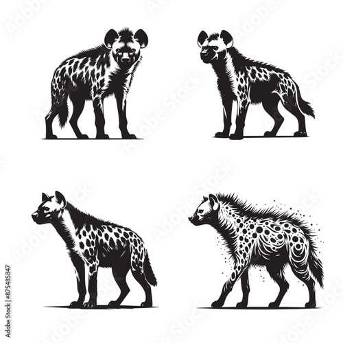 hyena silhouette set , hyena silhouette set png ,hyena free silhouette set images ,hyena hiding silhouette set images

