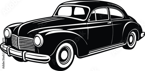 Silhouette american hotrod car vector, Vintage classic car vector graphic

