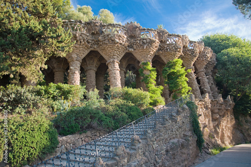 The middle viaduct of the Park Guell, Barcelona in Spain photo