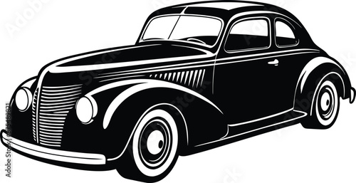 Silhouette american hotrod car vector, Vintage classic car vector graphic

