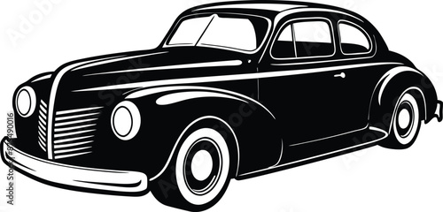 Silhouette american hotrod car vector, Vintage classic car vector graphic

