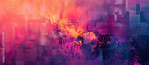 Abstract Pixelated Gradient Squares In Pink, Orange, Purple, And Blue Hues