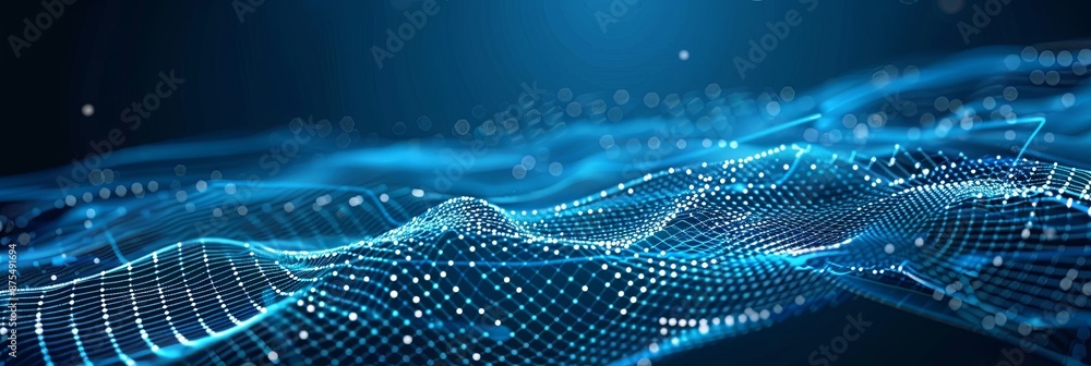 Abstract Blue Light Waves And Digital Nodes In A Technological Communication Background Abstract Blue Light Waves And Digital Nodes In A Technological Communication Background