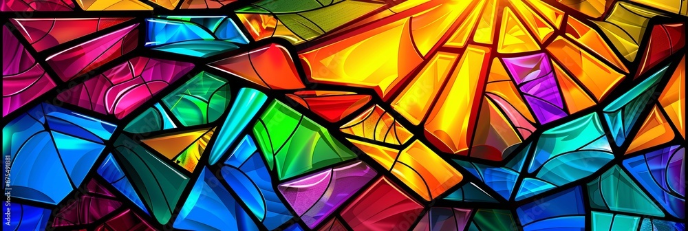 Abstract Pink Stained Glass Illustration With Vibrant Colors Abstract Pink Stained Glass Illustration With Vibrant Colors