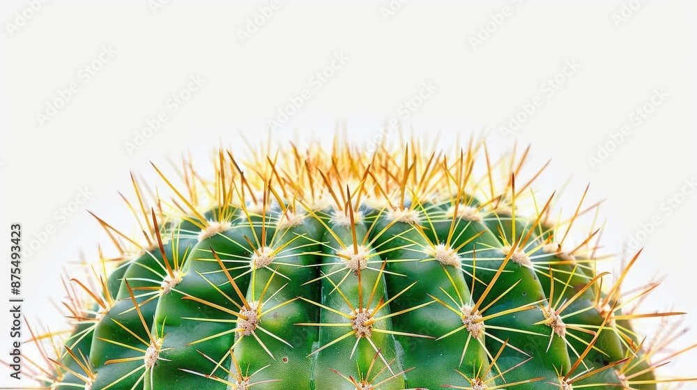 Isolated shot of a spiky cactus plant texture, capturing the sharp needles and surface details on a white background, perfect for nature-themed stock photos Isolated shot of a spiky cactus plant texture, capturing the sharp needles and surface details on a white background, perfect for nature-themed stock photos