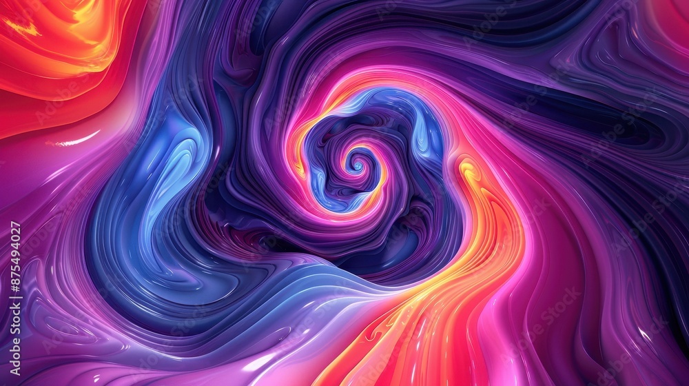 Fototapeta premium Abstract Swirling Digital Art With Red, Yellow, Blue, and Purple Hues. Generative AI