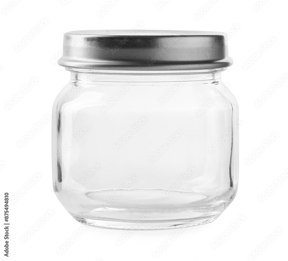 One empty glass jar isolated on white One empty glass jar isolated on white