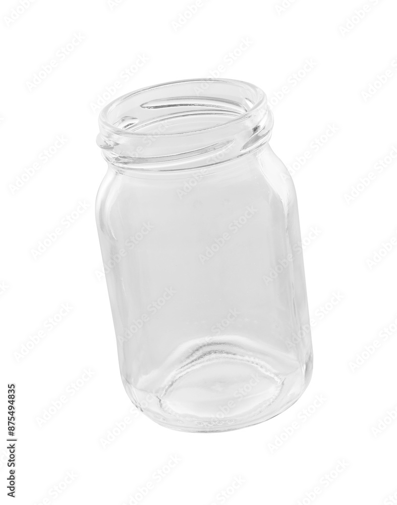 One empty glass jar isolated on white One empty glass jar isolated on white