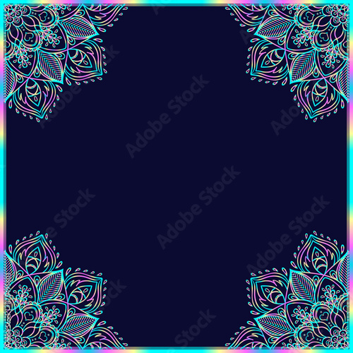 Vector ornamental mandala inspired ethnic art, patterned Indian paisley. Hand...