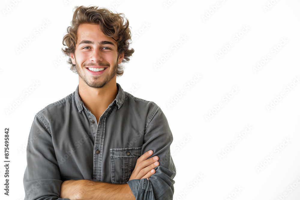 Portrait of smiling young man against white background. Portrait of smiling young man against white background.
