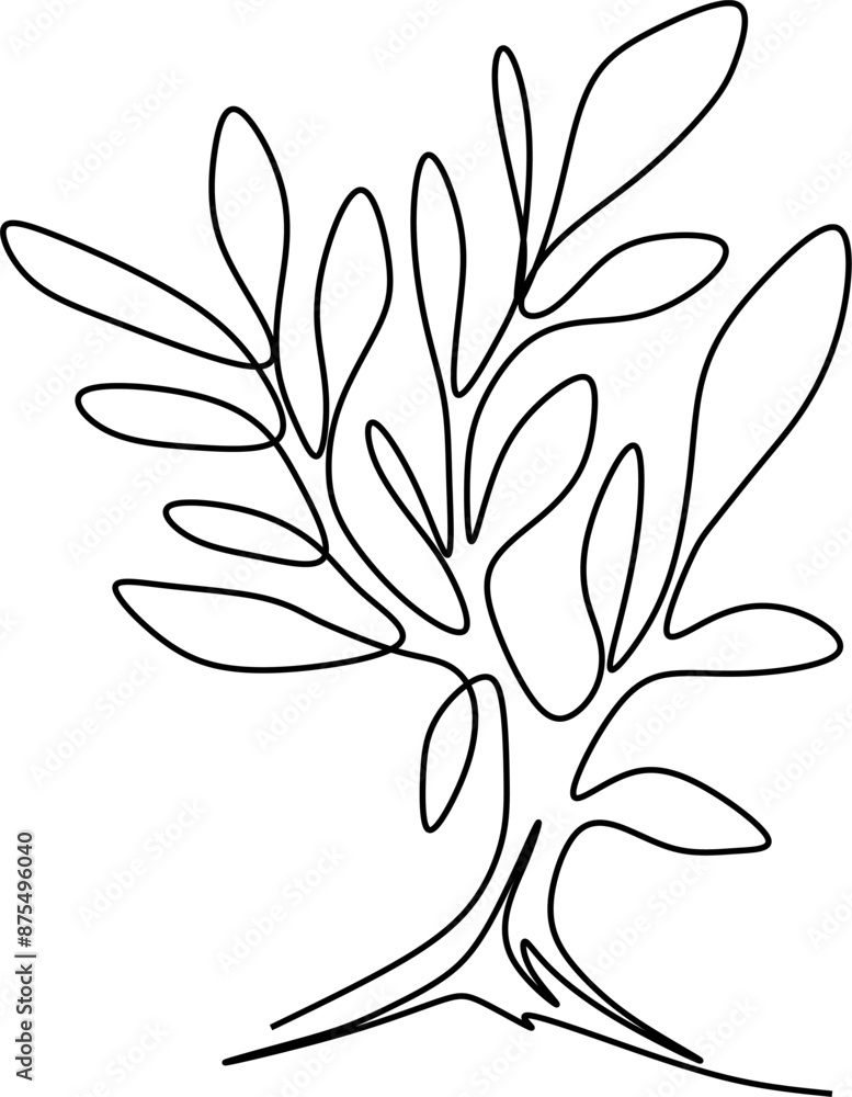 One-line art one continues line art. an illustration of trees isolated on white. One-line art one continues line art. an illustration of trees isolated on white.
