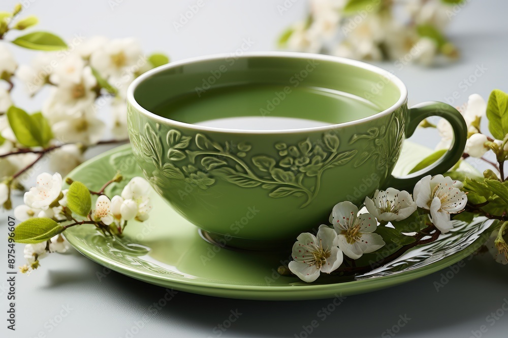 Green Tea with Lemon and Mint Leaves Green Tea with Lemon and Mint Leaves