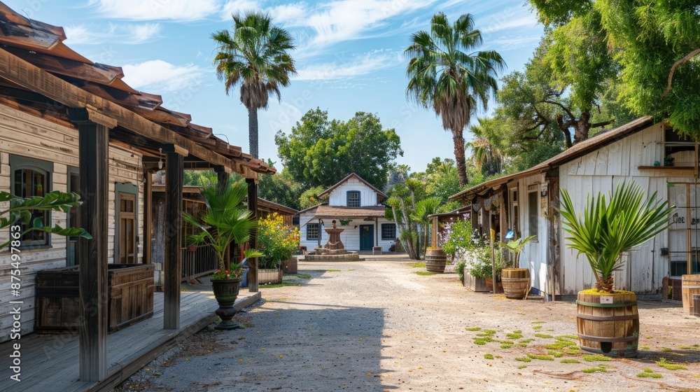 A small town with a dirt road and a few houses. Generate AI image A small town with a dirt road and a few houses. Generate AI image