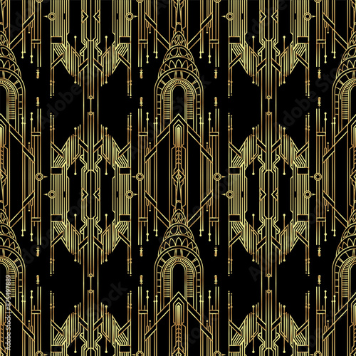 Vector modern geometric tiles pattern in art deco style. Abstract roaring twe...