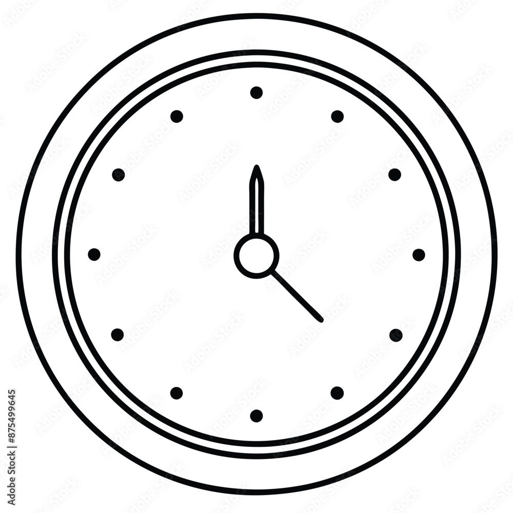Creative Wall Clock Black and White Line Art Vector Icon Illustration Creative Wall Clock Black and White Line Art Vector Icon Illustration