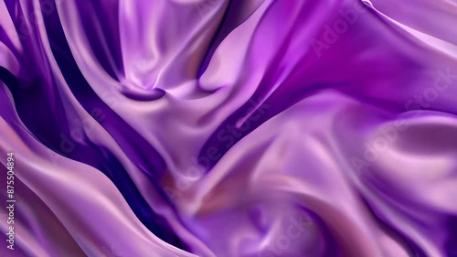 Flowing purple silk fabric in slow motion background for elegant and luxurious designs