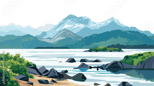 A beautiful panoramic mountains view of Cape Kamui