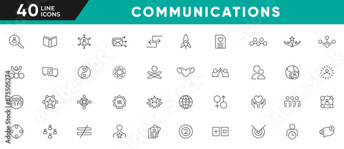 Community line icons set. Containing people, friendship, social, diversity, village, family, relationships, support and community development outline icon set. Ui thin icons pack.