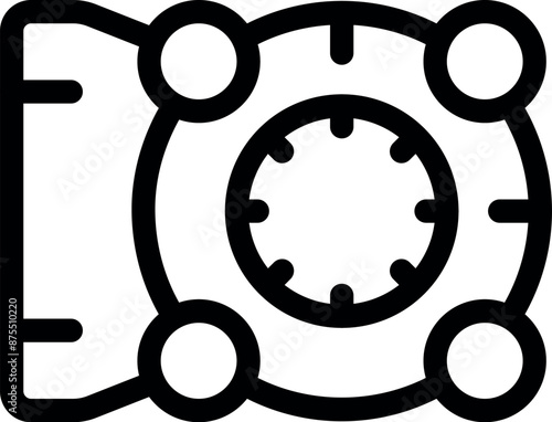 Line art icon of a bank vault door, representing security and the protection of assets