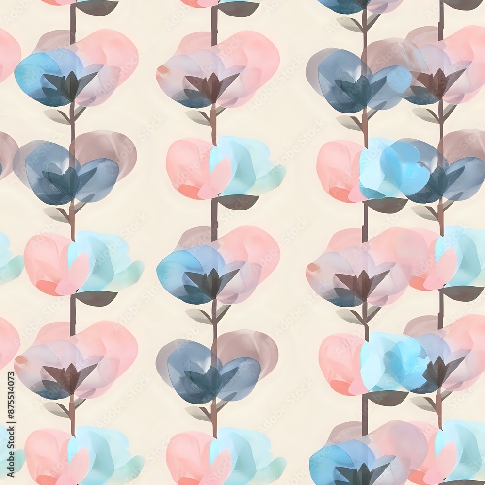 Obraz premium Bright and Bold Flower and Leaf Repeat Design