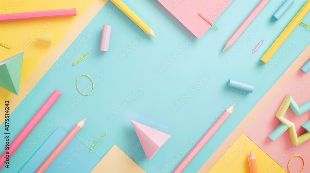 A simple beach holiday banner in soft pastel colors and geometric shapes, perfect for travel advertising. Travel, summer vacation concept.
A simple beach holiday banner in soft pastel colors and geometric shapes, perfect for travel advertising. Travel, summer vacation concept.