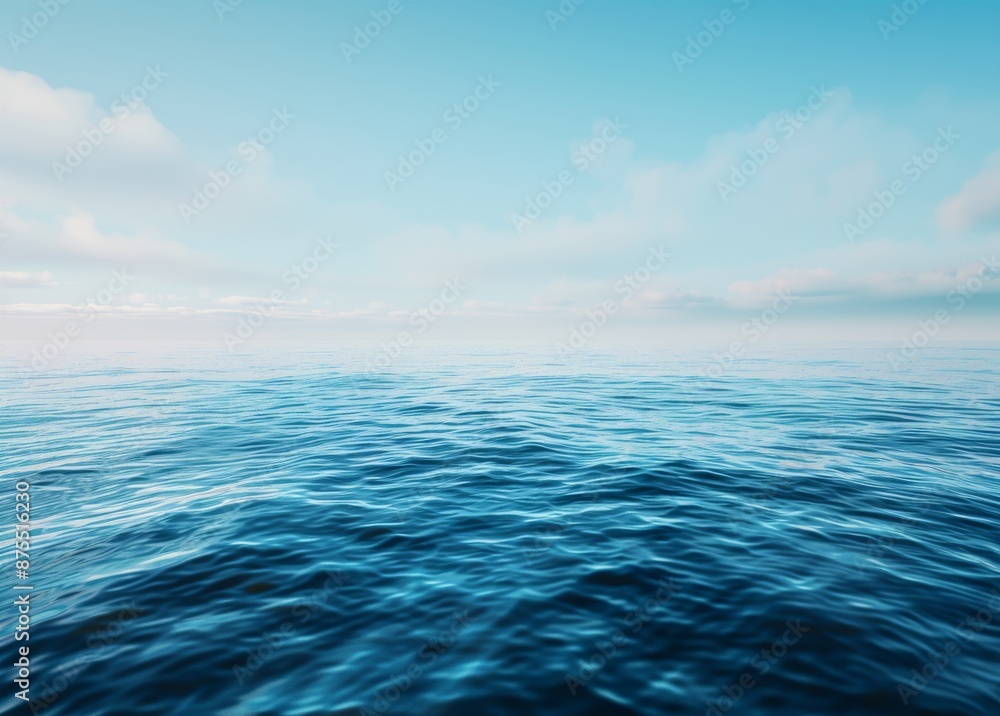 An ocean or sea with a blue surface and an ocean with a cloudy or sunny sky An ocean or sea with a blue surface and an ocean with a cloudy or sunny sky