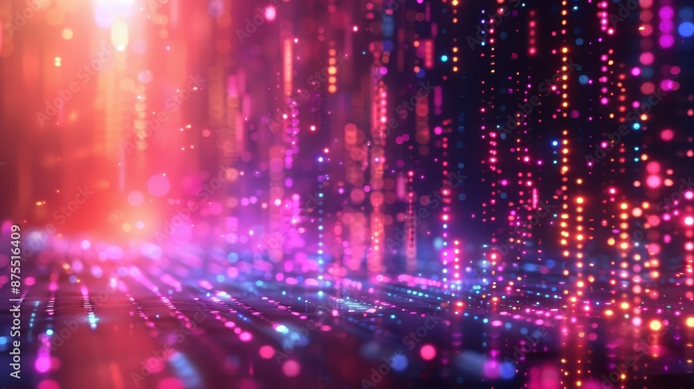 Abstract AI Technology Future Concept With Pink, Blue, and Orange Lights. Generative AI Abstract AI Technology Future Concept With Pink, Blue, and Orange Lights. Generative AI