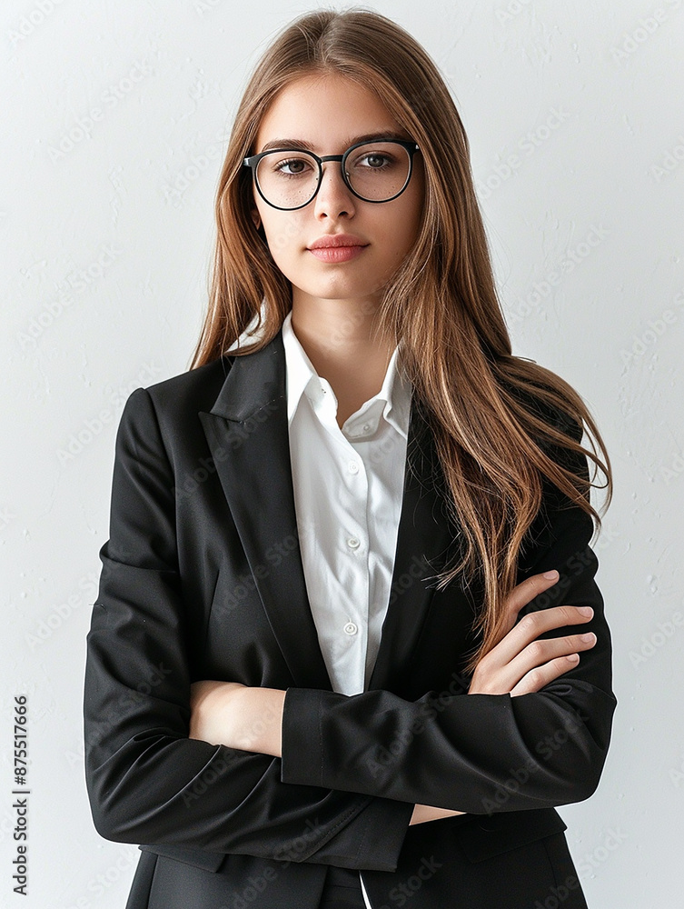 Young smart smiling professional business woman, happy confident 30s female company worker sales manager holding digital tablet standing in modern office working Young smart smiling professional business woman, happy confident 30s female company worker sales manager holding digital tablet standing in modern office working