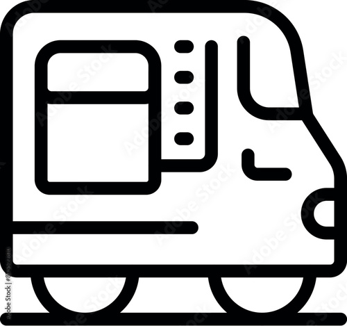 Black line icon for a modern electric passenger train arriving at a station