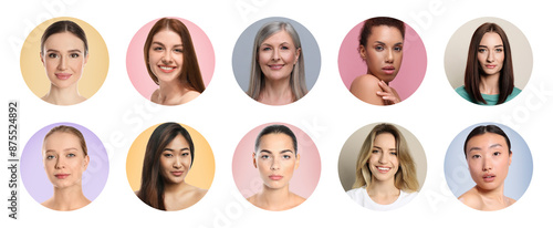 Wallpaper Mural Many beautiful women of different races and ages. Collage of portraits Torontodigital.ca