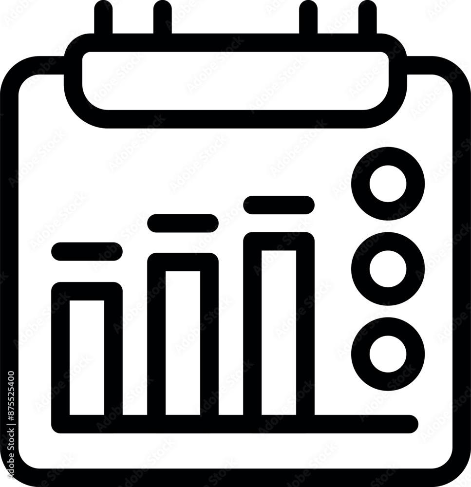 Line icon of a business report showing positive financial results with growing bar chart Line icon of a business report showing positive financial results with growing bar chart