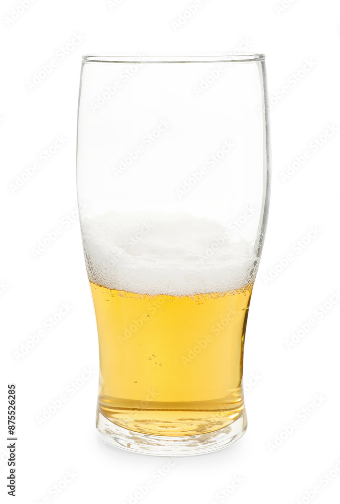 Half full glass of beer isolated on white Half full glass of beer isolated on white