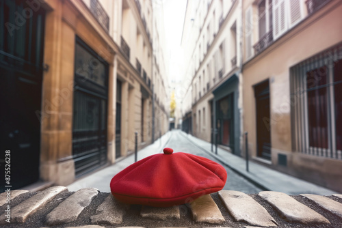 A classic red beret rests b...