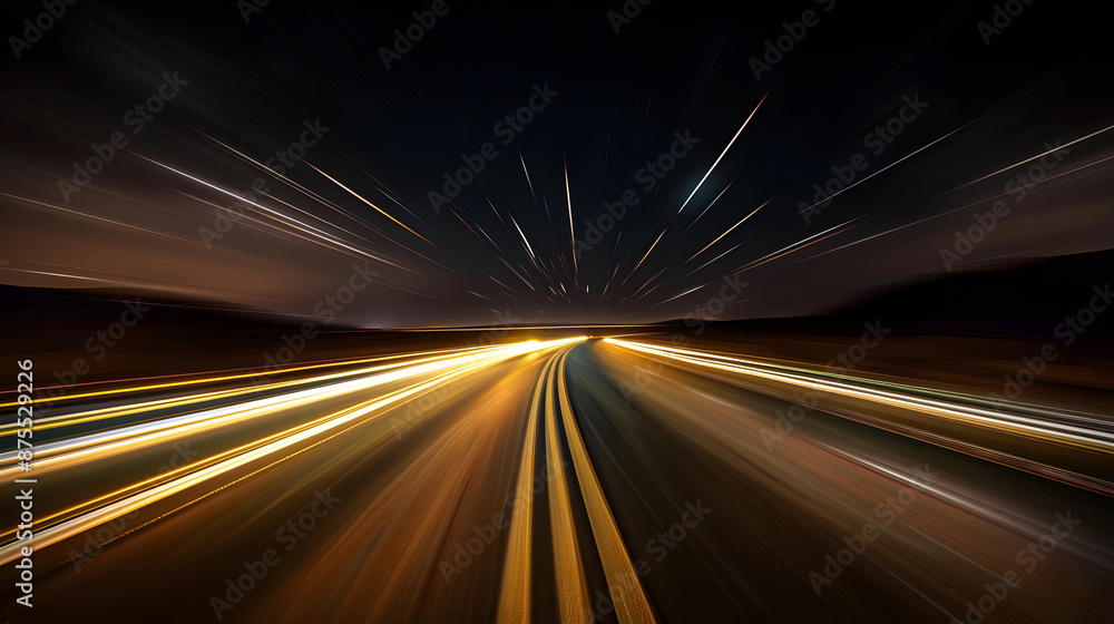 Obraz premium fast drive motion blur road night
