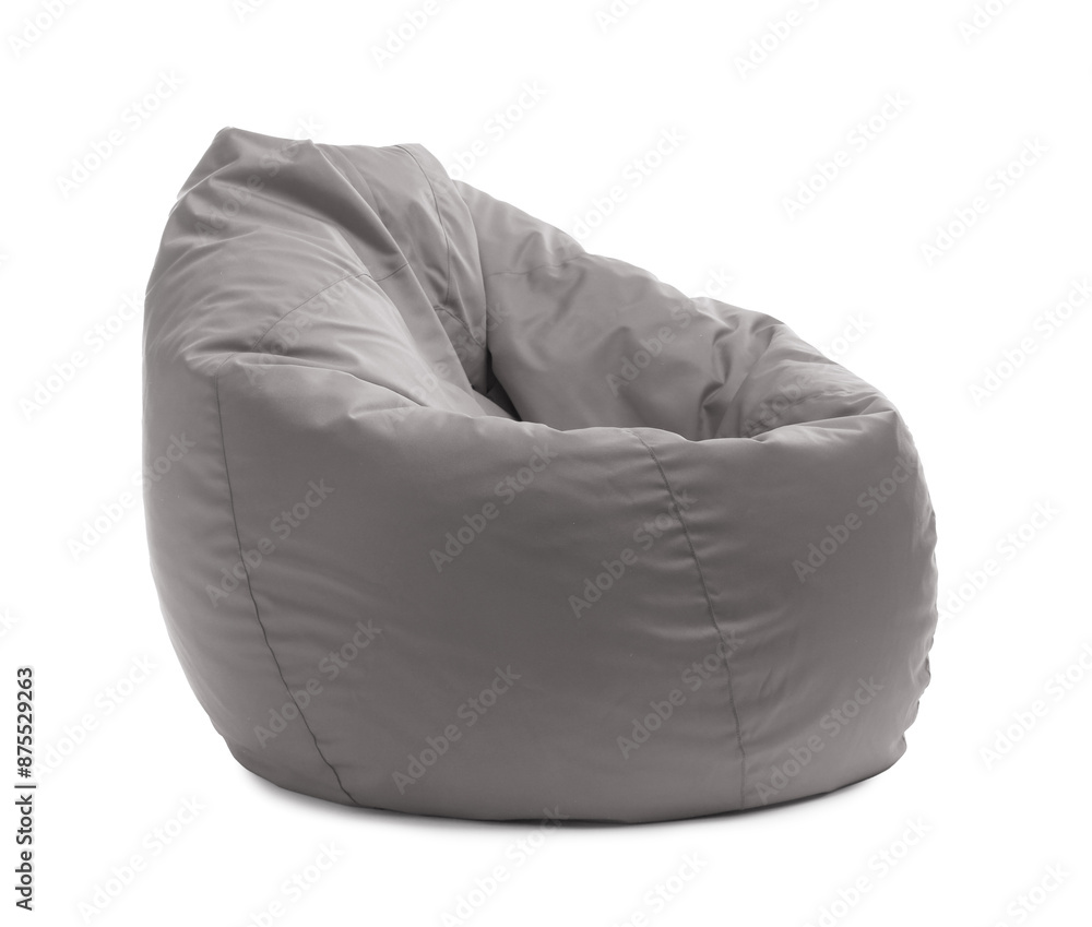 One grey bean bag chair isolated on white One grey bean bag chair isolated on white