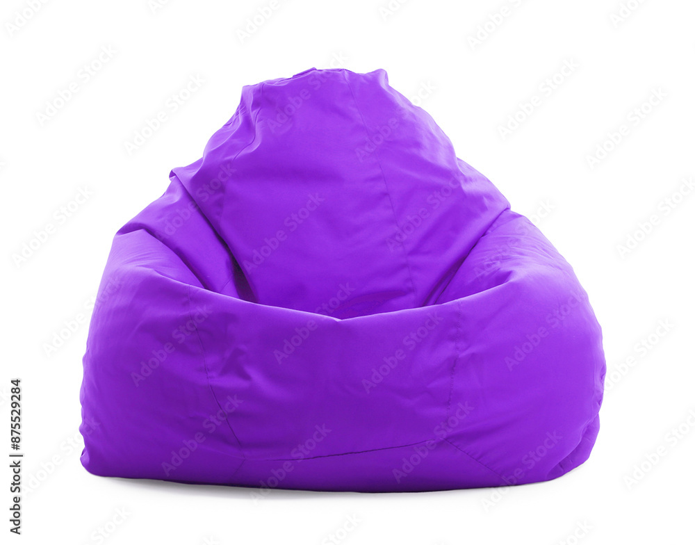 One purple bean bag chair isolated on white One purple bean bag chair isolated on white