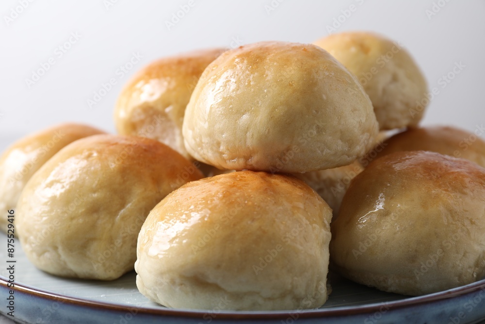 Delicious dough balls on plate, closeup view Delicious dough balls on plate, closeup view