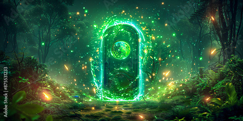 Abstract neon light design creating a futuristic and magical atmosphere