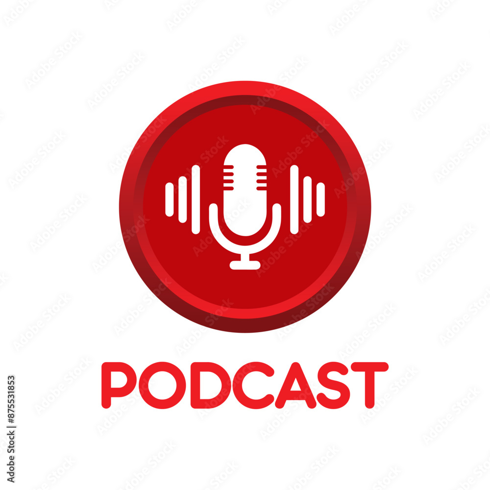 Podcast logo. The microphone icon. Podcast radio icon. Studio microphone with webcast. Audio record concept. Vector illustration. Podcast logo. The microphone icon. Podcast radio icon. Studio microphone with webcast. Audio record concept. Vector illustration.