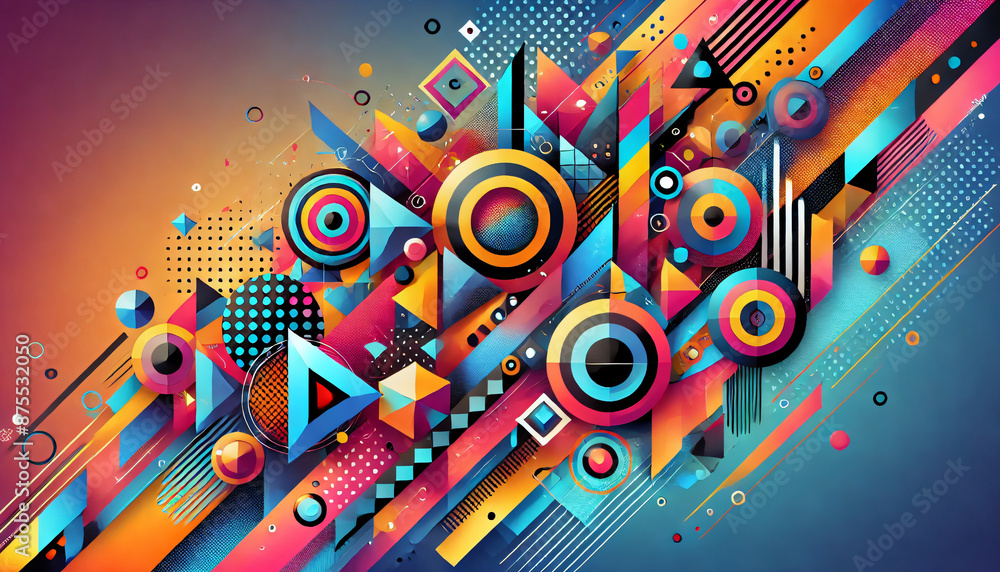 Vibrant Geometric Abstract Art with Bold Shapes and Colors Vibrant Geometric Abstract Art with Bold Shapes and Colors