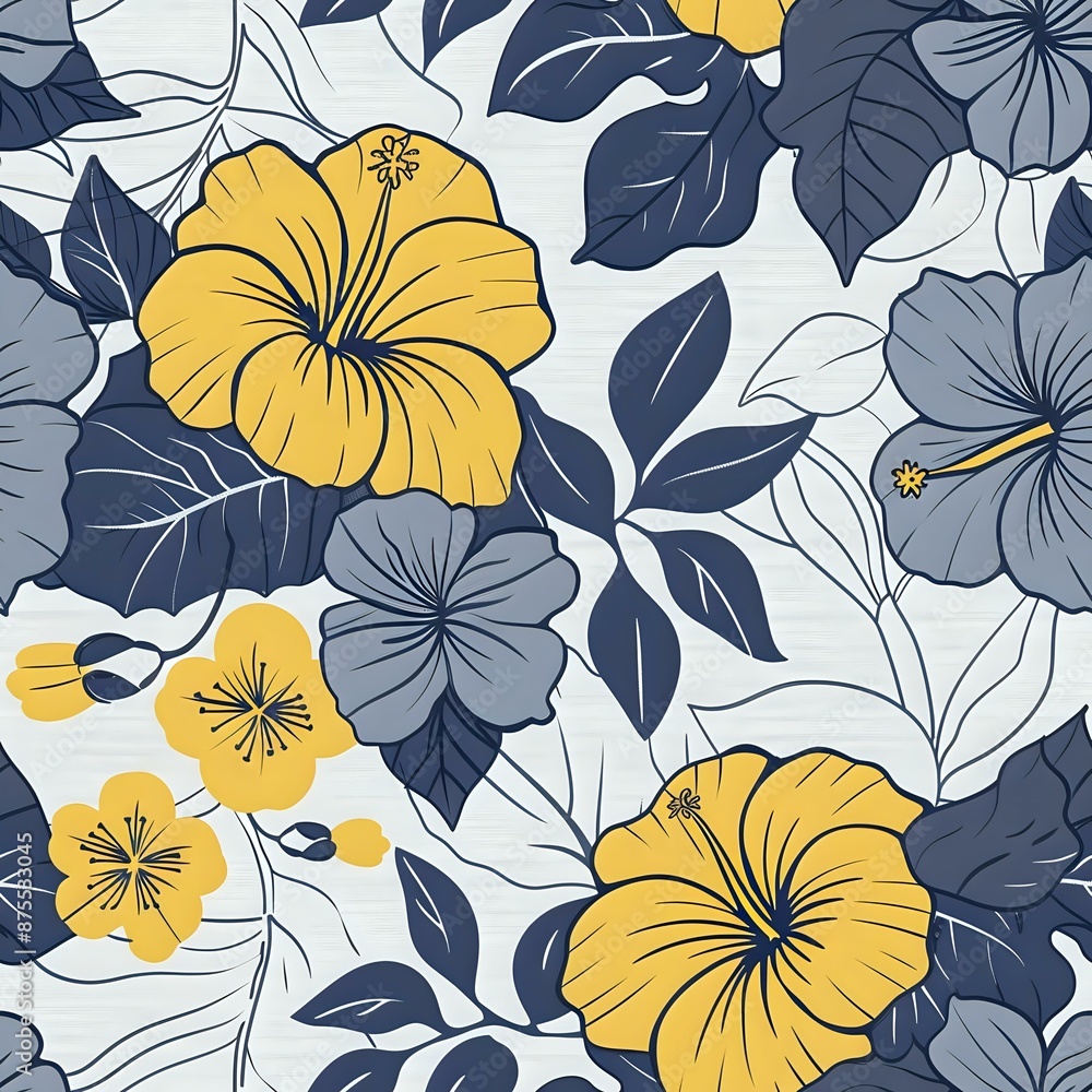 Realistic Hibiscus Flower Geometric Pattern Realistic Hibiscus Flower Geometric Pattern