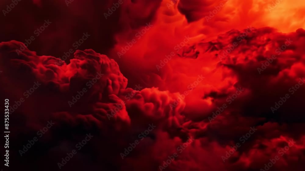Fiery red storm clouds with dramatic lighting Fiery red storm clouds with dramatic lighting
