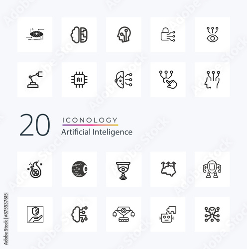 Technology icon set. Containing 5g, ai, robotics, iot, biometric, geolocation, cloud computing and automation icon. Solid icon collection.