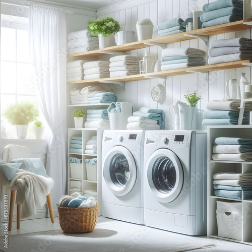 Wallpaper Mural Modern Laundry Room Interior with Bright Natural Light Torontodigital.ca